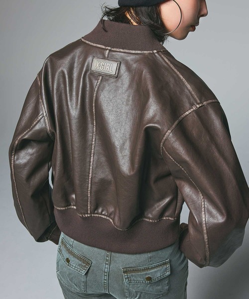 X-girl(エックスガール)の「DISTRESSED FAUX LEATHER COMPACT BLOUSON(ブルゾン・レディース・ブラック/ブラウン・ONE SIZE)」の17枚目の写真