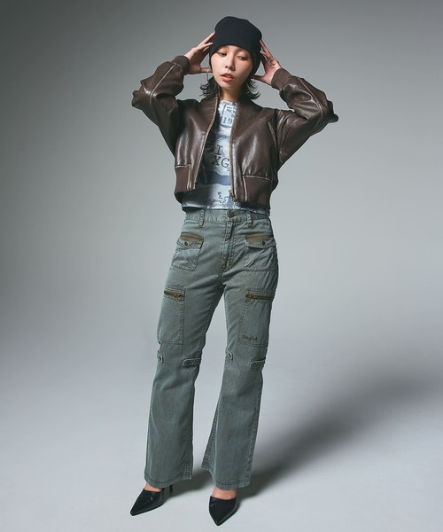 X-girl(エックスガール)の「DISTRESSED FAUX LEATHER COMPACT BLOUSON(ブルゾン・レディース・ブラック/ブラウン・ONE SIZE)」の18枚目の写真