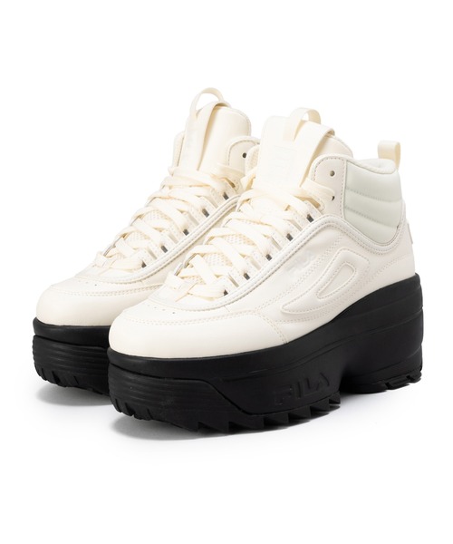 FILA（フィラ）の「DISRUPTOR II WEDGE MID（スニーカー・レディース・ホワイト×ブラック・24.0cm/23.5cm/23.0cm/22.5cm/26.0cm/25.5cm/25.0cm/24.5cm）」の2枚目の写真
