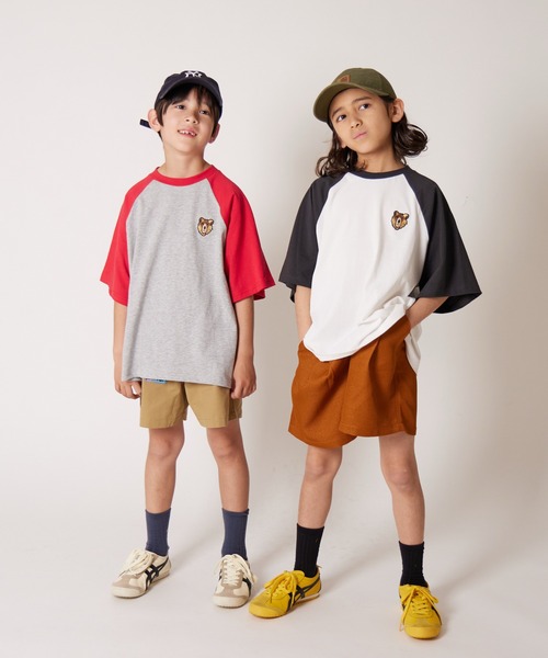 PAIRMANON STREET（ペアマノンストリート）の「【PAIRMANON STREET】キツネ ベア 刺繍 ラグランTシャツ（Tシャツ/カットソー・キッズ・ブラック/ホワイト/ホワイト系その他/レッド・100/110/120/130/140/150/160/90）」の21枚目の写真