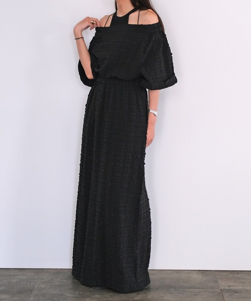 セール】バックオープンオフショルダーワンピース（ワンピース