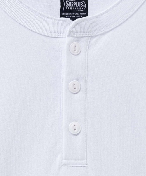 SURPLUS（サープラス）の「SURPLUS ヘンリーネックTシャツ（Tシャツ/カットソー・メンズ・ホワイト/ブラック・M/L/XL）」の5枚目の写真