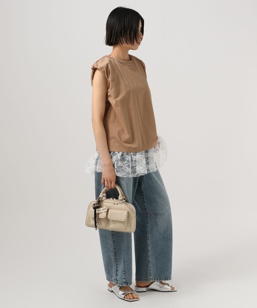 BAYFLOW（ベイフロー）の「レースヘムノースリーブプルオーバー（Tシャツ/カットソー・レディース・オフホワイト/ブラック・FREE）」の3枚目の写真