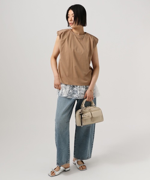 BAYFLOW（ベイフロー）の「レースヘムノースリーブプルオーバー（Tシャツ/カットソー・レディース・オフホワイト/ブラック・FREE）」の4枚目の写真