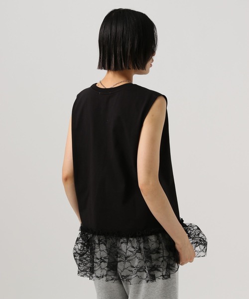 BAYFLOW（ベイフロー）の「レースヘムノースリーブプルオーバー（Tシャツ/カットソー・レディース・オフホワイト/ブラック・FREE）」の9枚目の写真
