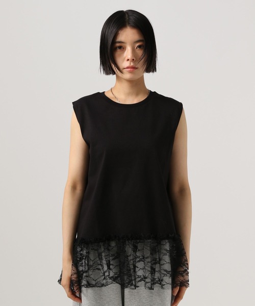 BAYFLOW（ベイフロー）の「レースヘムノースリーブプルオーバー（Tシャツ/カットソー・レディース・オフホワイト/ブラック・FREE）」の11枚目の写真