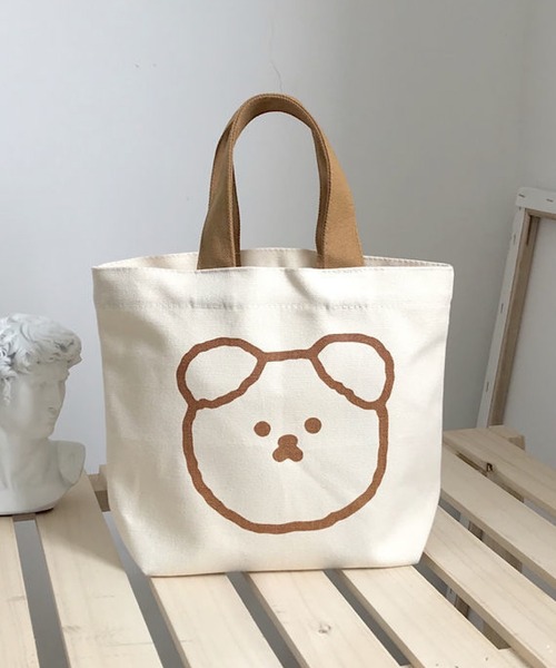 VIBGYOR(ヴィブジョー)の「urbanfemine./くまミニキャンバスバッグ U7306(トートバッグ・レディース・ブラウン/イエロー/ブルー/レッド・FREE)」の2枚目の写真