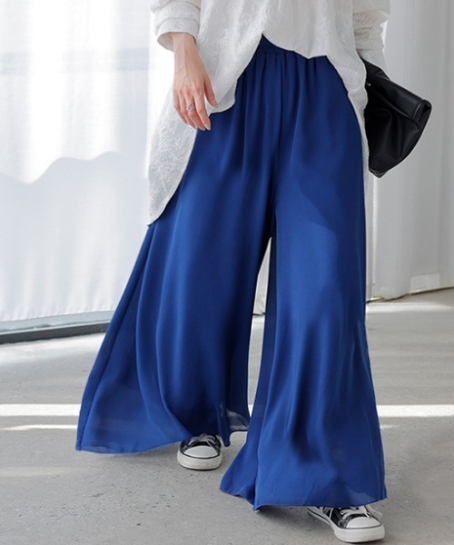セール】＜着丈が選べる＞ ロングシフォンワイドパンツ（その他