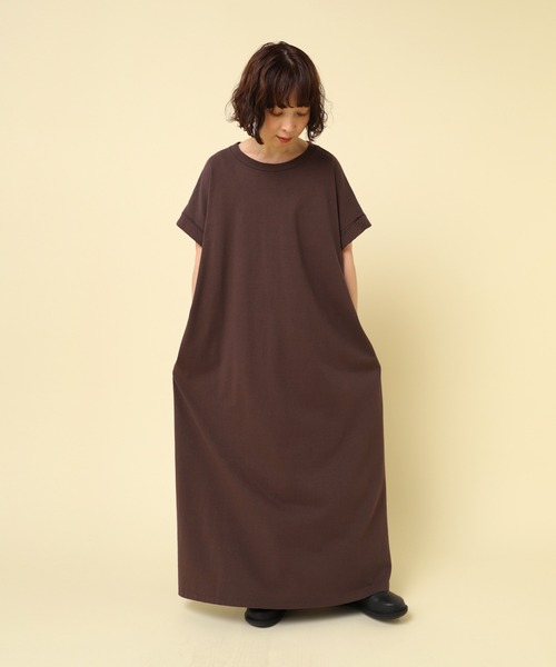 RNA-N（アールエヌエーエヌ）の「D1675 ナチュラルコットンカットソーワンピース（ワンピース・レディース・ブラック/オリーブ/ブラウン・SMALL/MEDIUM）」の4枚目の写真