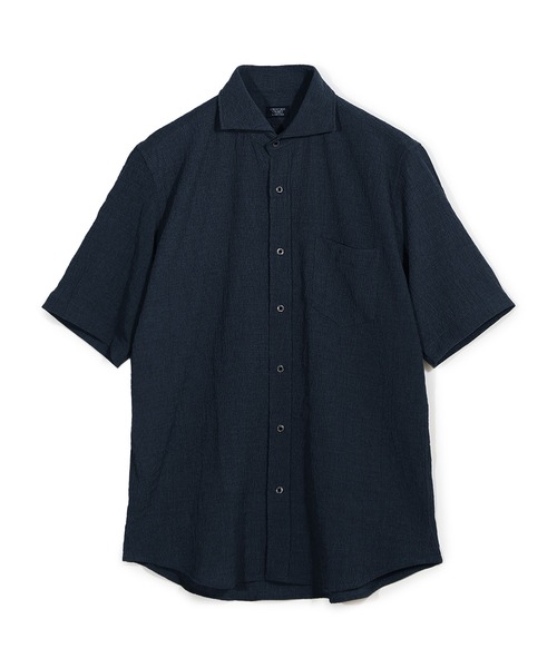 CROWDED CLOSET(クラウデッドクローゼット)の「ポリエステル楊柳サッカーハーフスリーブシャツ(シャツ/ブラウス・メンズ・グリーン/ブルー/ネイビー・02/03)」の1枚目の写真