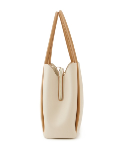 ROPE' PICNIC（ロペピクニック）の「【A4対応】3層フロントベルトデザイントートバッグ（トートバッグ・レディース・ライトグレー/ブラック/オフホワイト・FREE）」の5枚目の写真