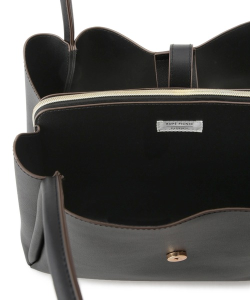 ROPE' PICNIC（ロペピクニック）の「【A4対応】3層フロントベルトデザイントートバッグ（トートバッグ・レディース・ライトグレー/ブラック/オフホワイト・FREE）」の15枚目の写真