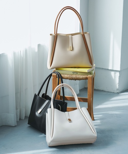 ROPE' PICNIC（ロペピクニック）の「【A4対応】3層フロントベルトデザイントートバッグ（トートバッグ・レディース・ライトグレー/ブラック/オフホワイト・FREE）」の19枚目の写真