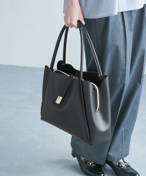 ROPE' PICNIC（ロペピクニック）の「【A4対応】3層フロントベルトデザイントートバッグ（トートバッグ・レディース・ライトグレー/ブラック/オフホワイト・FREE）」の22枚目の写真