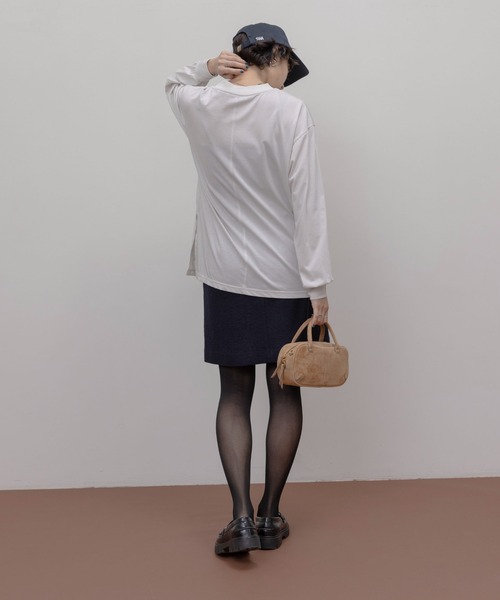 ★【新品】エイミーロウ フロッキー&エンブロスリットロンT ピンク 今季新作！★ フロッキー＆エンブロスリットロンT（Tシャツ/カットソー