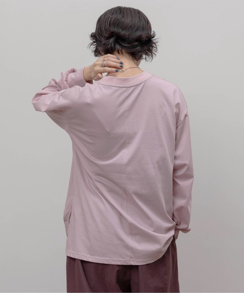 ★【新品】エイミーロウ フロッキー&エンブロスリットロンT ピンク 今季新作！★ フロッキー＆エンブロスリットロンT（Tシャツ/カットソー