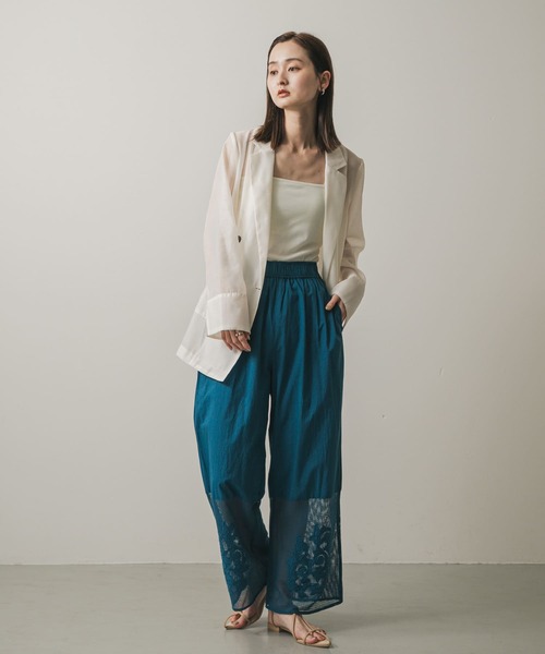 SENSE OF PLACE by URBAN RESEARCH（センスオブプレイスバイアーバンリサーチ）の「インドシシュウメッシュイージーパンツ（その他パンツ・レディース・アイボリー/ブルー/チャコールグレー・ONE）」の5枚目の写真
