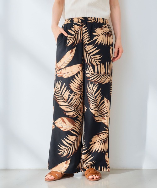 CROSS FUNCTION（クロスファンクション）の「《吸水速乾》エブ楽 ドライイージープリントワイドパンツ【CROSS FUNCTION/クロスファンクション】（その他パンツ・レディース・ブラック/ブラック×ホワイト/ブラック系その他2/ブラック系その他・M/L）」の3枚目の写真