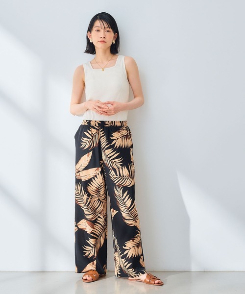 CROSS FUNCTION（クロスファンクション）の「《吸水速乾》エブ楽 ドライイージープリントワイドパンツ【CROSS FUNCTION/クロスファンクション】（その他パンツ・レディース・ブラック/ブラック×ホワイト/ブラック系その他2/ブラック系その他・M/L）」の13枚目の写真