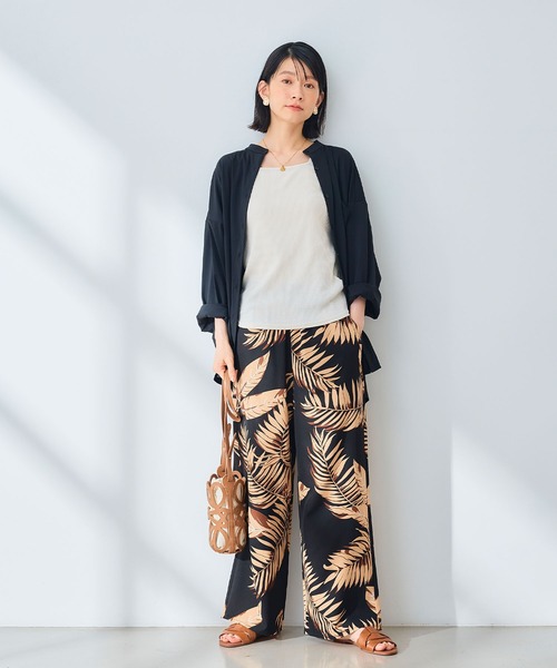 CROSS FUNCTION（クロスファンクション）の「《吸水速乾》エブ楽 ドライイージープリントワイドパンツ【CROSS FUNCTION/クロスファンクション】（その他パンツ・レディース・ブラック/ブラック×ホワイト/ブラック系その他2/ブラック系その他・M/L）」の8枚目の写真