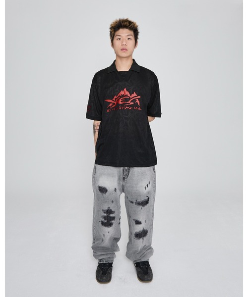 YESEYESEE(イエスアイシー)の「Y.E.S Jacquard Football tee(Tシャツ/カットソー・メンズ・ブルー/ブラック・S/M/L/XL)」の8枚目の写真