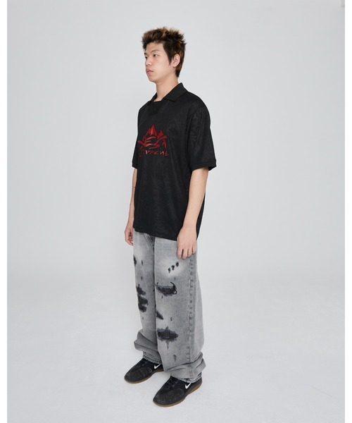 YESEYESEE(イエスアイシー)の「Y.E.S Jacquard Football tee(Tシャツ/カットソー・メンズ・ブルー/ブラック・S/M/L/XL)」の9枚目の写真