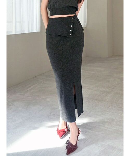 セール】ウエストデザインタイトニットスカート【セットアップ着用可能