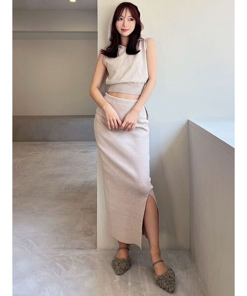 セール】ウエストデザインタイトニットスカート【セットアップ着用可能