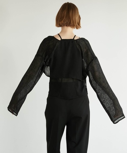 LA PEAU DE GEM（ラポドゥジェム）の「【LA PEAU DE GEM】two piece linen like tops/2ピースリネンライクトップス（シャツ/ブラウス・レディース・ベージュ/ブラック・FREE）」の13枚目の写真