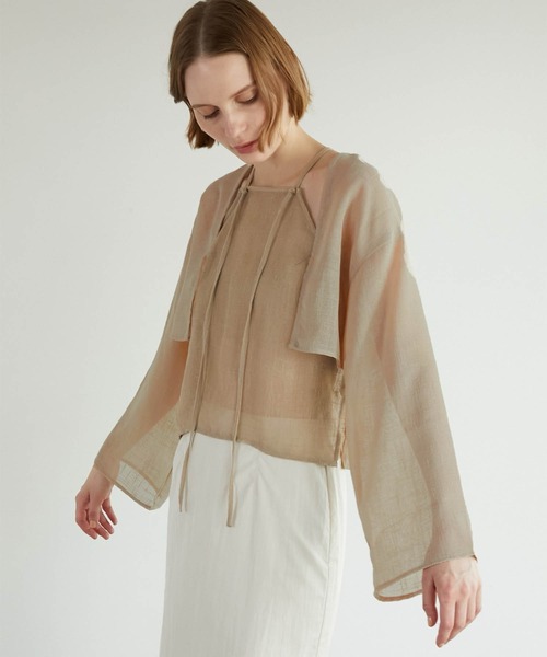 LA PEAU DE GEM】two piece linen like tops/2ピースリネン
