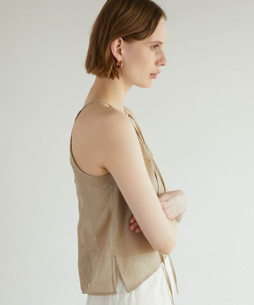 LA PEAU DE GEM（ラポドゥジェム）の「【LA PEAU DE GEM】two piece linen like tops/2ピースリネンライクトップス（シャツ/ブラウス・レディース・ベージュ/ブラック・FREE）」の18枚目の写真