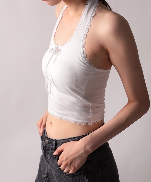 セール】カップ付き ホルターネックトップス（Tシャツ/カットソー