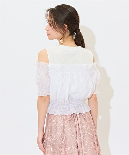 WILLSELECTION(ウィルセレクション)の「レイヤード風オフショルカットトップス(Tシャツ/カットソー・レディース・ピンク/ブルー/オフホワイト/ブラック/ラベンダー・FREE)」の10枚目の写真