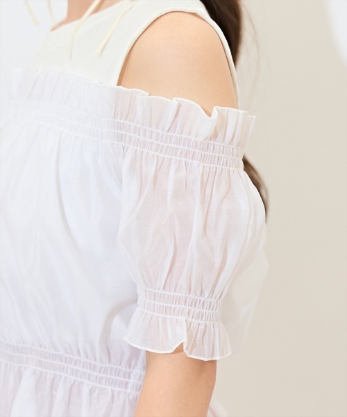 WILLSELECTION(ウィルセレクション)の「レイヤード風オフショルカットトップス(Tシャツ/カットソー・レディース・ピンク/ブルー/オフホワイト/ブラック/ラベンダー・FREE)」の13枚目の写真