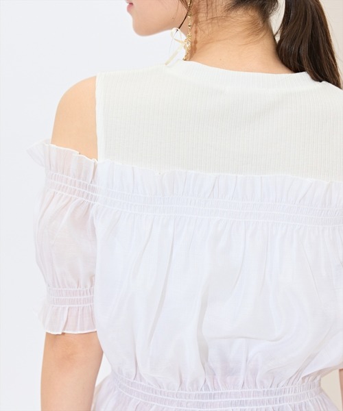 WILLSELECTION(ウィルセレクション)の「レイヤード風オフショルカットトップス(Tシャツ/カットソー・レディース・ピンク/ブルー/オフホワイト/ブラック/ラベンダー・FREE)」の14枚目の写真