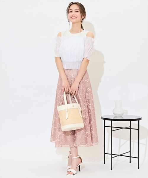 WILLSELECTION(ウィルセレクション)の「レイヤード風オフショルカットトップス(Tシャツ/カットソー・レディース・ピンク/ブルー/オフホワイト/ブラック/ラベンダー・FREE)」の15枚目の写真