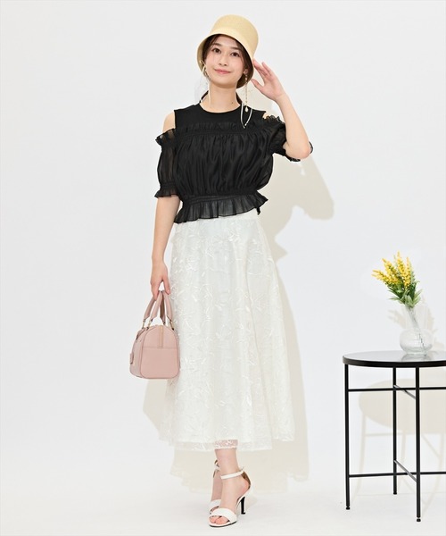 WILLSELECTION(ウィルセレクション)の「レイヤード風オフショルカットトップス(Tシャツ/カットソー・レディース・ピンク/ブルー/オフホワイト/ブラック/ラベンダー・FREE)」の16枚目の写真