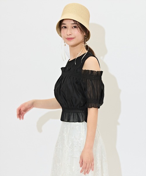 WILLSELECTION(ウィルセレクション)の「レイヤード風オフショルカットトップス(Tシャツ/カットソー・レディース・ピンク/ブルー/オフホワイト/ブラック/ラベンダー・FREE)」の18枚目の写真