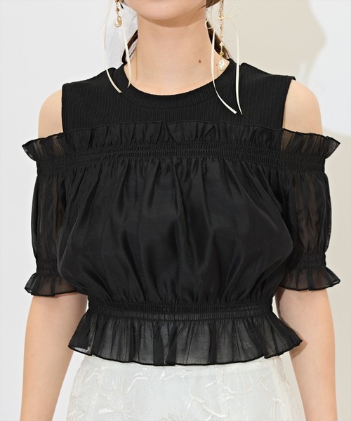 WILLSELECTION(ウィルセレクション)の「レイヤード風オフショルカットトップス(Tシャツ/カットソー・レディース・ピンク/ブルー/オフホワイト/ブラック/ラベンダー・FREE)」の20枚目の写真