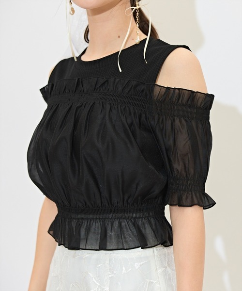 WILLSELECTION(ウィルセレクション)の「レイヤード風オフショルカットトップス(Tシャツ/カットソー・レディース・ピンク/ブルー/オフホワイト/ブラック/ラベンダー・FREE)」の21枚目の写真