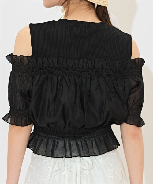 WILLSELECTION(ウィルセレクション)の「レイヤード風オフショルカットトップス(Tシャツ/カットソー・レディース・ピンク/ブルー/オフホワイト/ブラック/ラベンダー・FREE)」の22枚目の写真