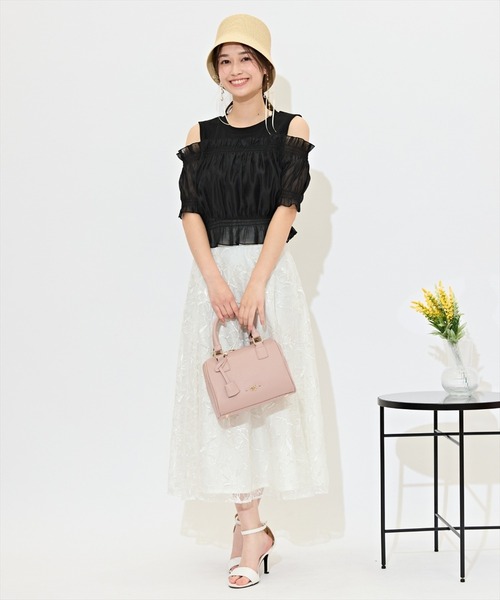 WILLSELECTION(ウィルセレクション)の「レイヤード風オフショルカットトップス(Tシャツ/カットソー・レディース・ピンク/ブルー/オフホワイト/ブラック/ラベンダー・FREE)」の22枚目の写真
