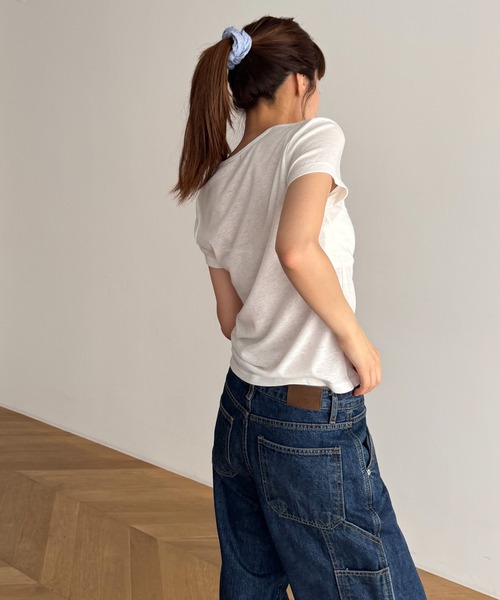 CANAL JEAN（キャナルジーン）の「El mar　レーヨン混ヘンリーTシャツ（Tシャツ/カットソー・レディース・ホワイト/ネイビー/ブラック/チャコールグレー・ONE SIZE）」の9枚目の写真