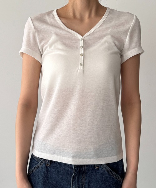 CANAL JEAN（キャナルジーン）の「El mar　レーヨン混ヘンリーTシャツ（Tシャツ/カットソー・レディース・ホワイト/ネイビー/ブラック/チャコールグレー・ONE SIZE）」の15枚目の写真