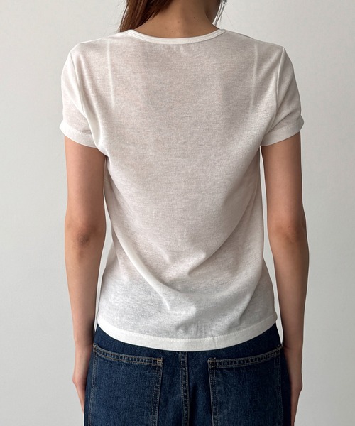 CANAL JEAN（キャナルジーン）の「El mar　レーヨン混ヘンリーTシャツ（Tシャツ/カットソー・レディース・ホワイト/ネイビー/ブラック/チャコールグレー・ONE SIZE）」の5枚目の写真