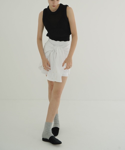 CLANE（クラネ）の「SHIRT DETAIL SHORT PANTS（その他パンツ・レディース・その他/サックスブルー/ホワイト・1/0/2）」の11枚目の写真