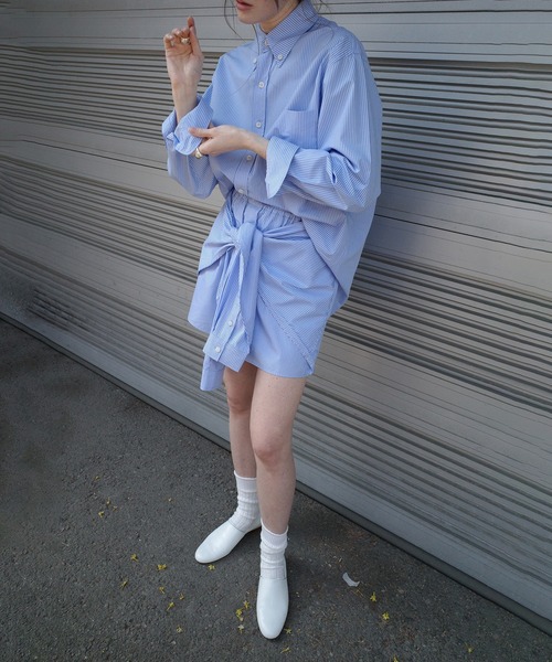 CLANE（クラネ）の「SHIRT DETAIL SHORT PANTS（その他パンツ・レディース・その他/サックスブルー/ホワイト・1/0/2）」の21枚目の写真