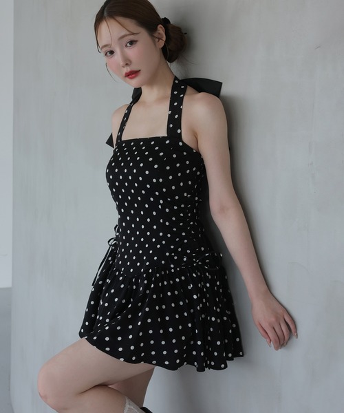 アメスリミニワンピース ナイスクラップ ドット柄 アメスリミニワンピース ナイスクラップ ドット柄 Black collection