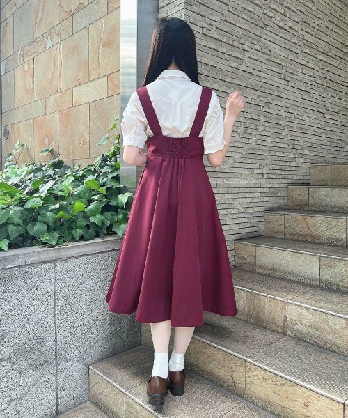 F i.n.t(フィント)の「チェーンビット使いディープVネックジャンパースカート/fint フィント(ジャンパースカート・レディース・ブラウン/ボルドー/グレー・FREE)」の6枚目の写真