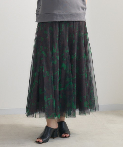 新品TRANOI. レオパード柄 チュールフレアスカート Paradise Picnic（パラダイスピクニック） スカート TRANOI